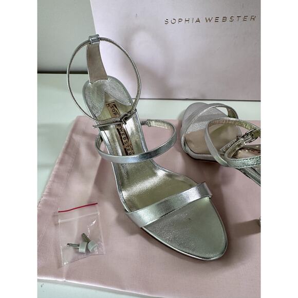 $650 Sophia Webster Women's Rosalind Crystal High Heel Sandals Silver Sz 6 NEW - Picture 7 of 9